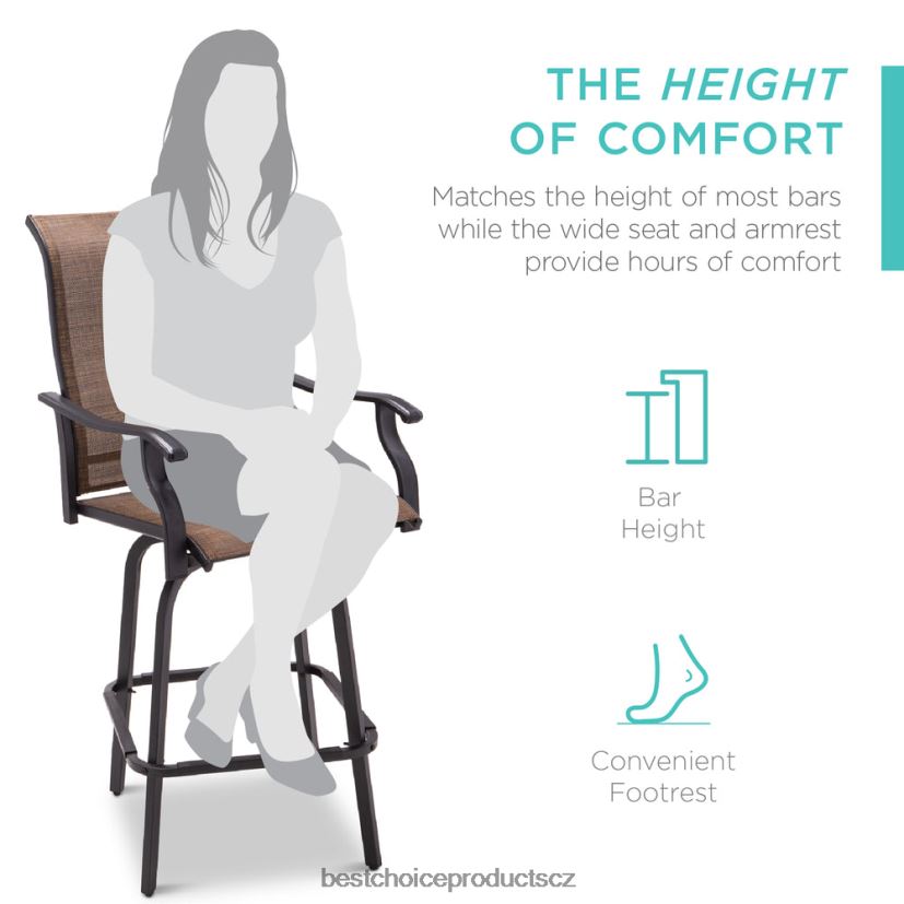 Best Choice Products sada 2 otočných barových židlí s rotací o 360, síťovina do každého počasí venkovní bydlení | hnědý FF22861385