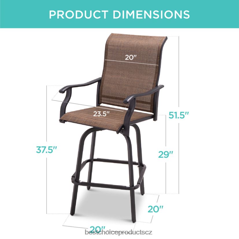 Best Choice Products sada 2 otočných barových židlí s rotací o 360, síťovina do každého počasí venkovní bydlení | hnědý FF22861385