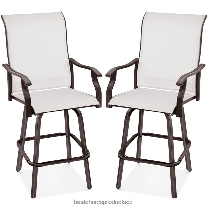 Best Choice Products sada 2 otočných barových židlí s rotací o 360, síťovina do každého počasí venkovní bydlení | slonová kost FF22861388