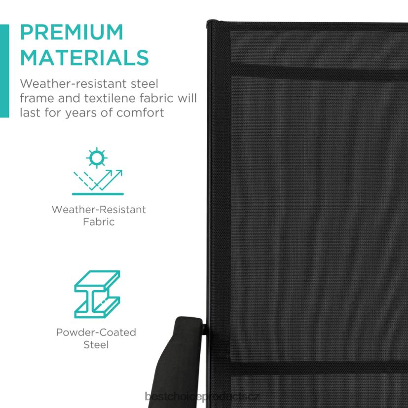 Best Choice Products sada 2 venkovních terasových polohovatelných lehátek s nerezovým rámem venkovní bydlení | Černá FF2286829