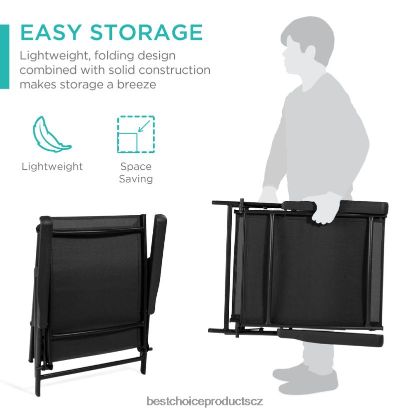 Best Choice Products sada 2 venkovních terasových polohovatelných lehátek s nerezovým rámem venkovní bydlení | Černá FF2286829