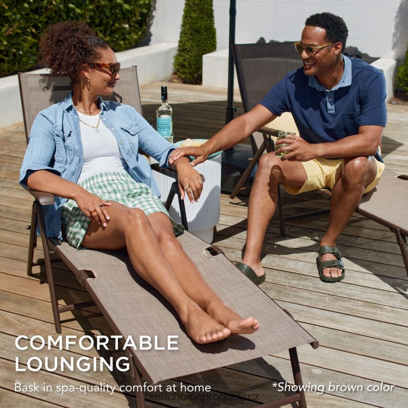 Best Choice Products sada 2 venkovních terasových polohovatelných lehátek s nerezovým rámem venkovní bydlení | Černá FF2286829