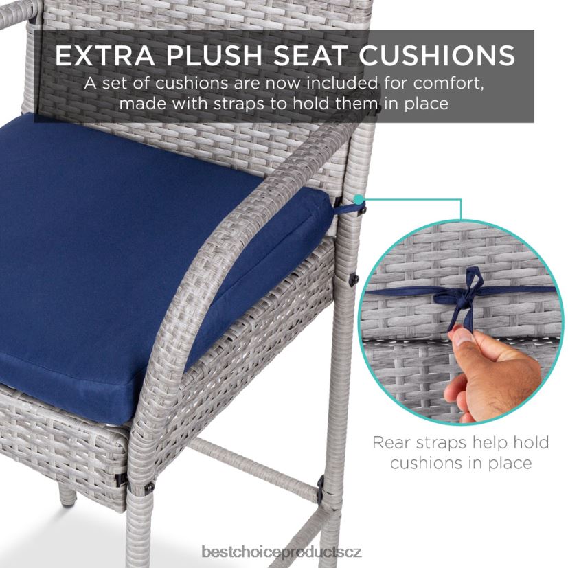 Best Choice Products sada 2 vnitřních venkovních proutěných barových židlí s polštářem, podnožkou, područkou venkovní bydlení | šedá FF2286935