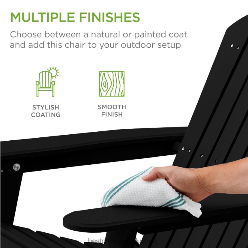 Best Choice Products skládací dřevěná adirondack židle, akcentní nábytek s přírodní kresbou dřeva venkovní bydlení | Černá FF2286748