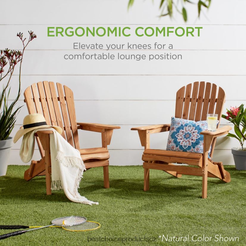 Best Choice Products skládací dřevěná adirondack židle, akcentní nábytek s přírodní kresbou dřeva venkovní bydlení | Černá FF2286748
