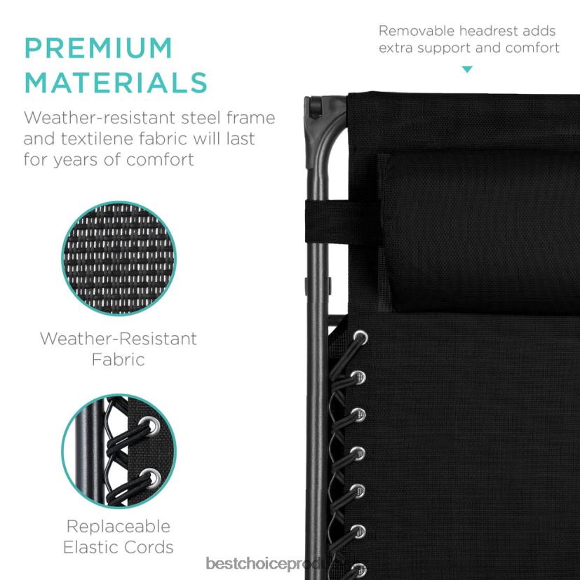 Best Choice Products skládací lehátko na terasu s nulovou gravitací s baldachýnem, postranním zásobníkem venkovní bydlení | Černá FF2286772