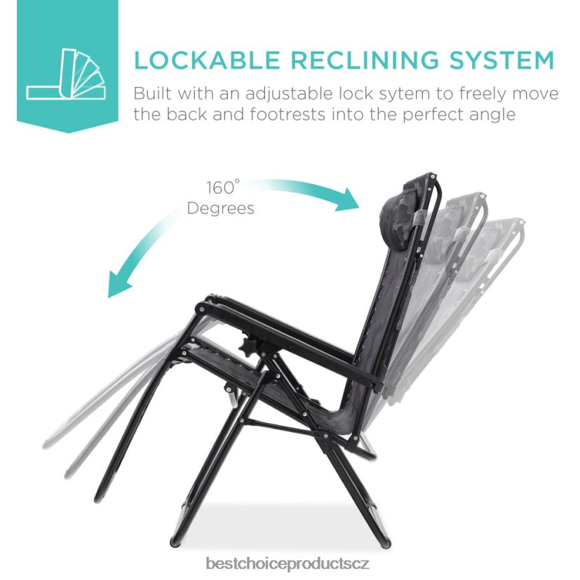 Best Choice Products skládací lehátko na terasu s nulovou gravitací s baldachýnem, postranním zásobníkem venkovní bydlení | maskovat FF2286788