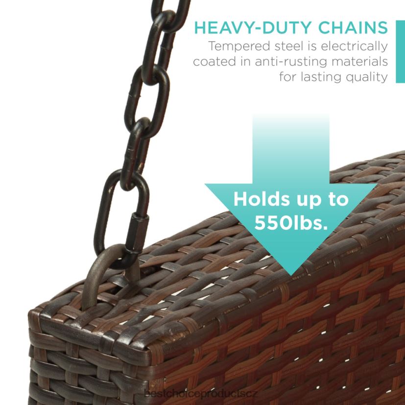 Best Choice Products tkaná proutěná závěsná houpačka na verandu s montážními řetězy, sedák venkovní bydlení | hnědá/červená FF22861434