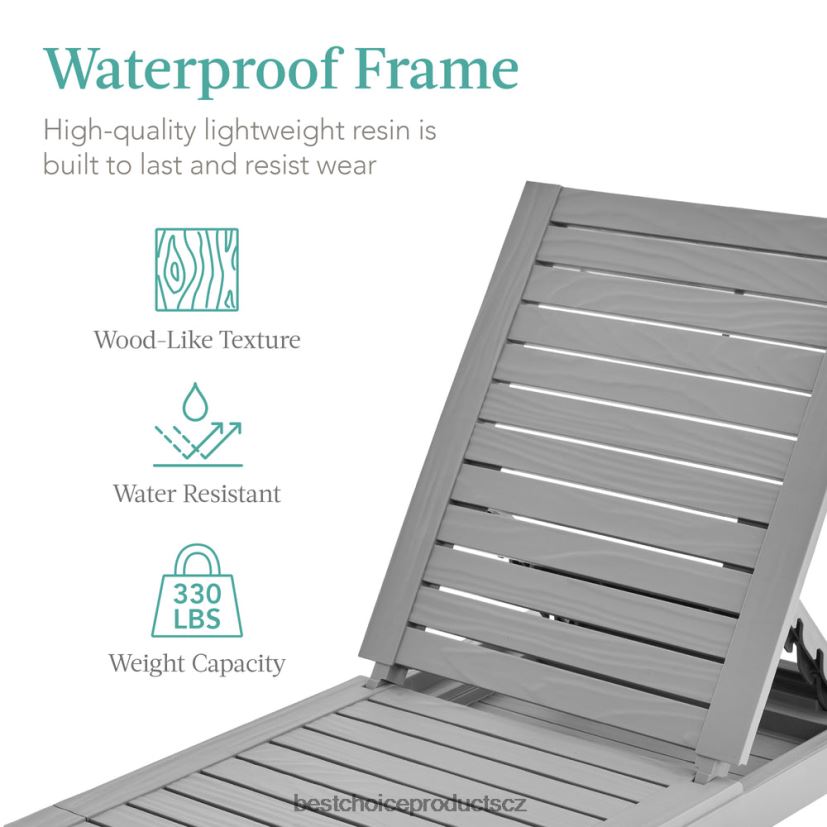 Best Choice Products venkovní lehátko na terasu, lehátko z pryskyřice s podsedákem, 5 pozic venkovní bydlení | šedý/bílý písek FF22861472