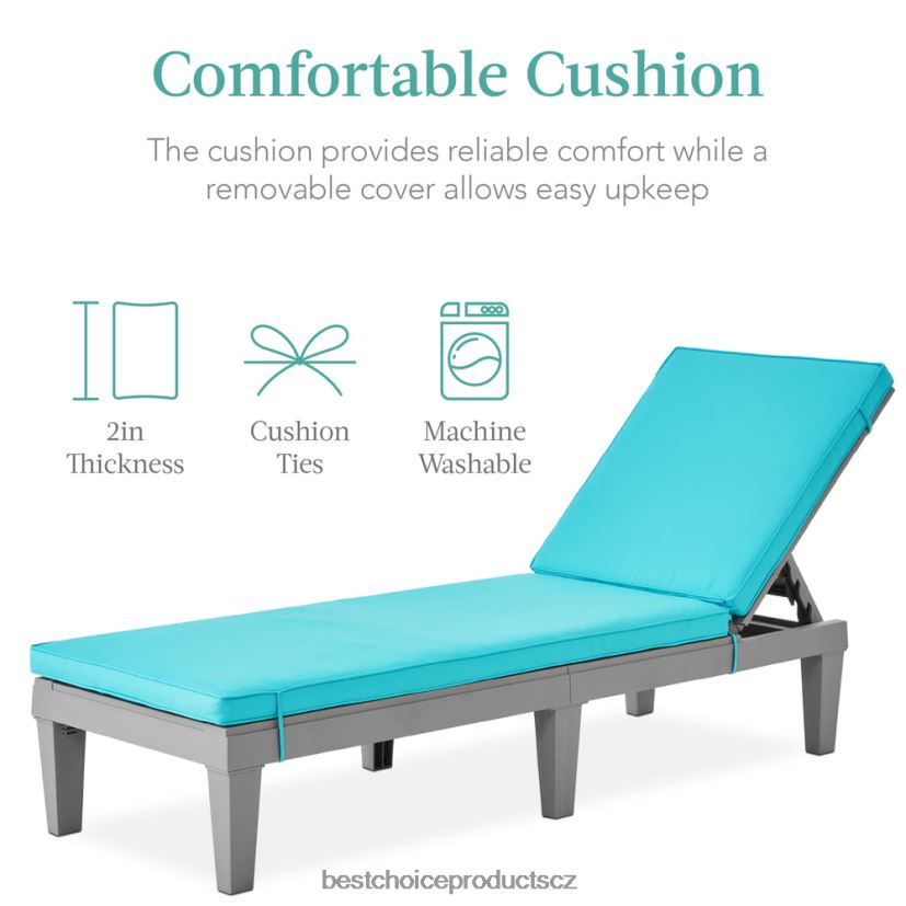 Best Choice Products venkovní lehátko na terasu, lehátko z pryskyřice s podsedákem, 5 pozic venkovní bydlení | šedá/zelenozelená FF22861471