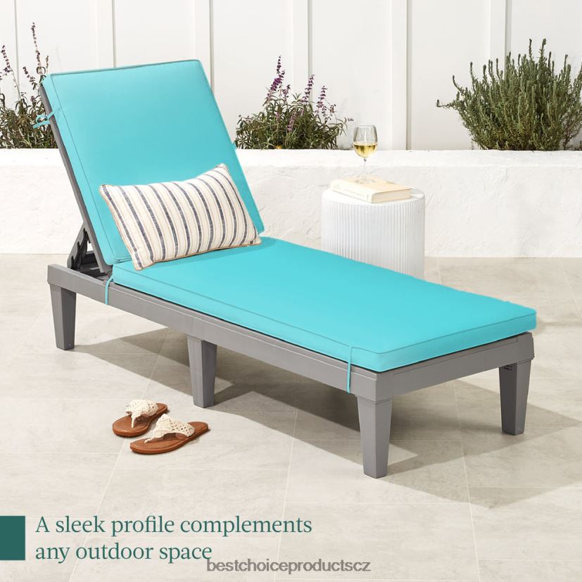 Best Choice Products venkovní lehátko na terasu, lehátko z pryskyřice s podsedákem, 5 pozic venkovní bydlení | šedá/zelenozelená FF22861471