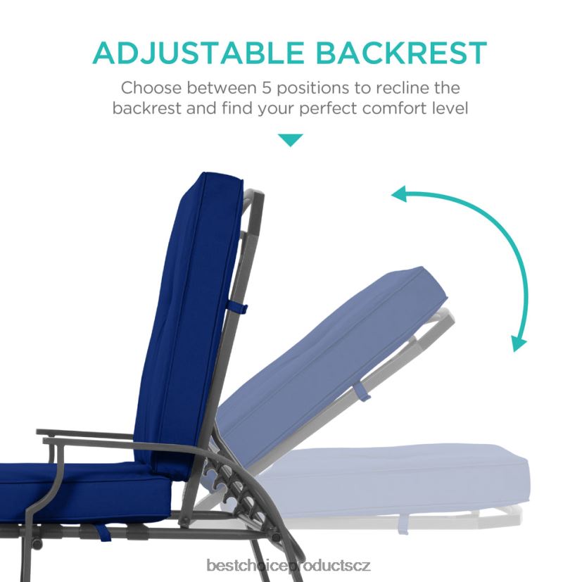 Best Choice Products venkovní lenoška polohovací židle nábytek se 2 polštáři venkovní bydlení | námořnická modrá FF2286884