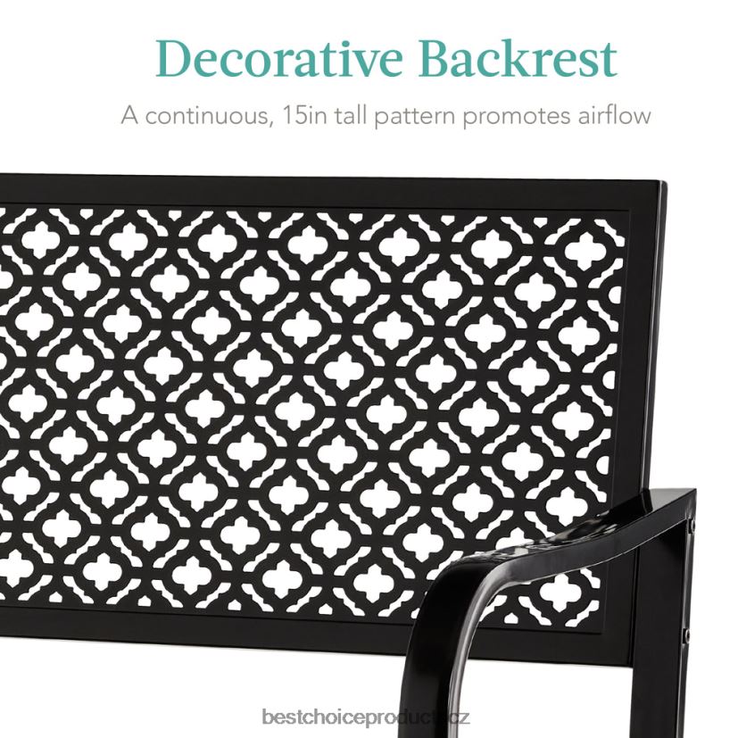 Best Choice Products vnitřní venkovní ocelová lavice s geometrickým opěradlem, nožkami venkovní bydlení | Černá FF22861447