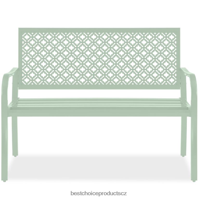 Best Choice Products vnitřní venkovní ocelová lavice s geometrickým opěradlem, nožkami venkovní bydlení | mátově zelená FF22861451