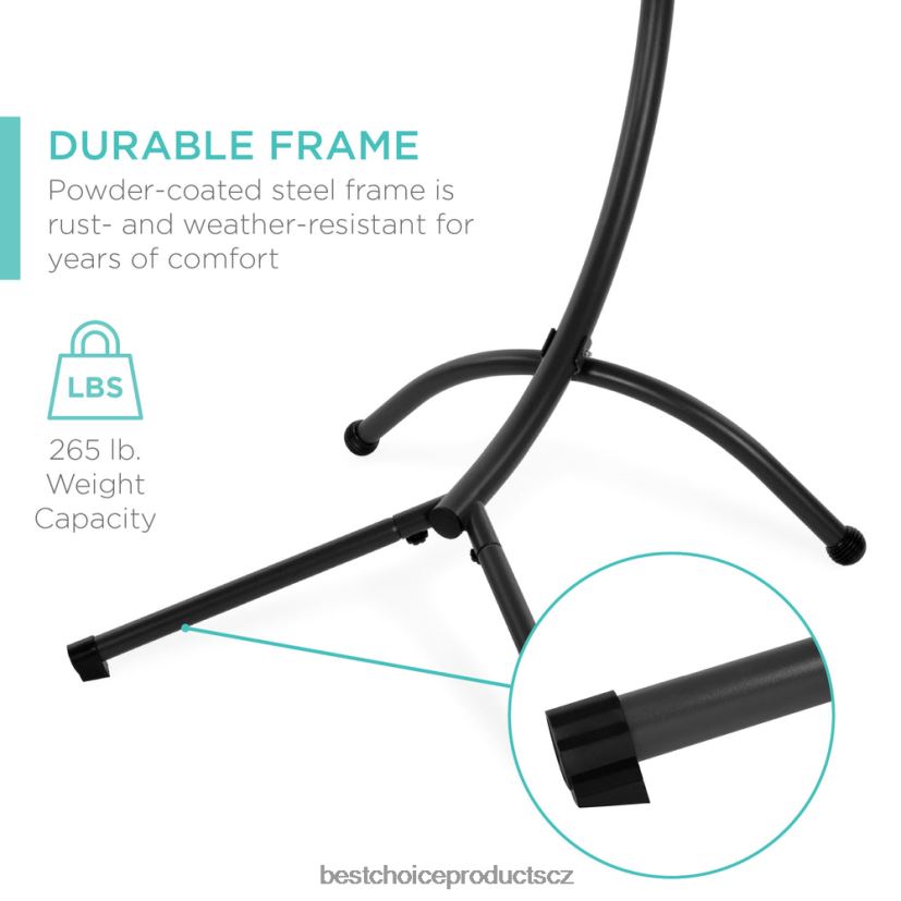 Best Choice Products závěsné zakřivené křeslo s ledem a osvětlením s polštářem, baldachýnem, stojanem venkovní bydlení | námořnictvo FF22861413