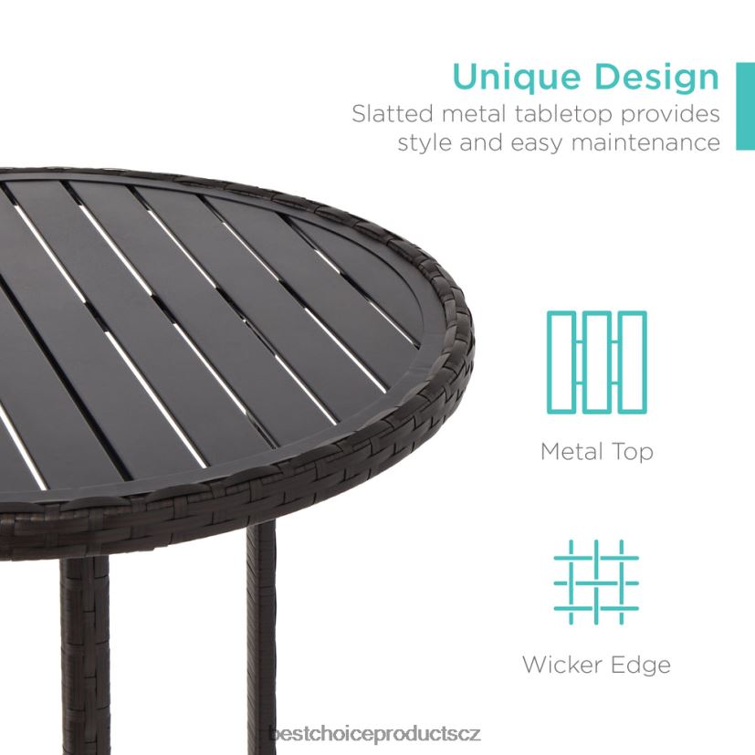 Best Choice Products 3dílná venkovní bistro proutěná stolní barová sada s barovými židlemi, podnožkami venkovní bydlení | béžový FF22861396