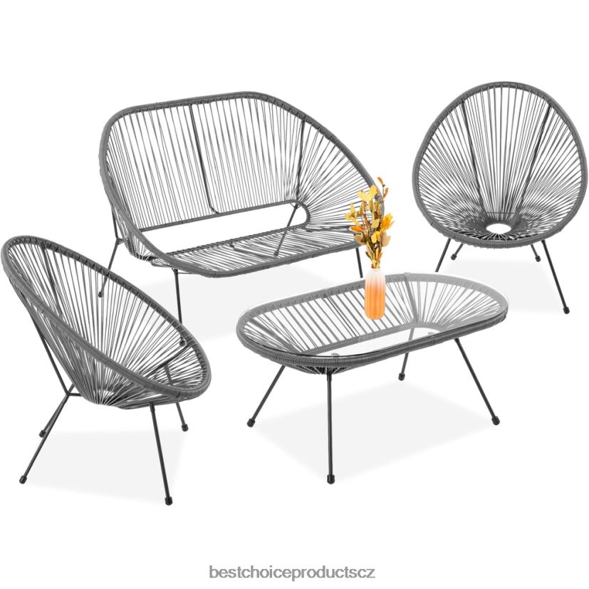 Best Choice Products 4dílná konverzační sada acapulco do každého počasí se stolem, sedátkem venkovní bydlení | šedá FF2286912