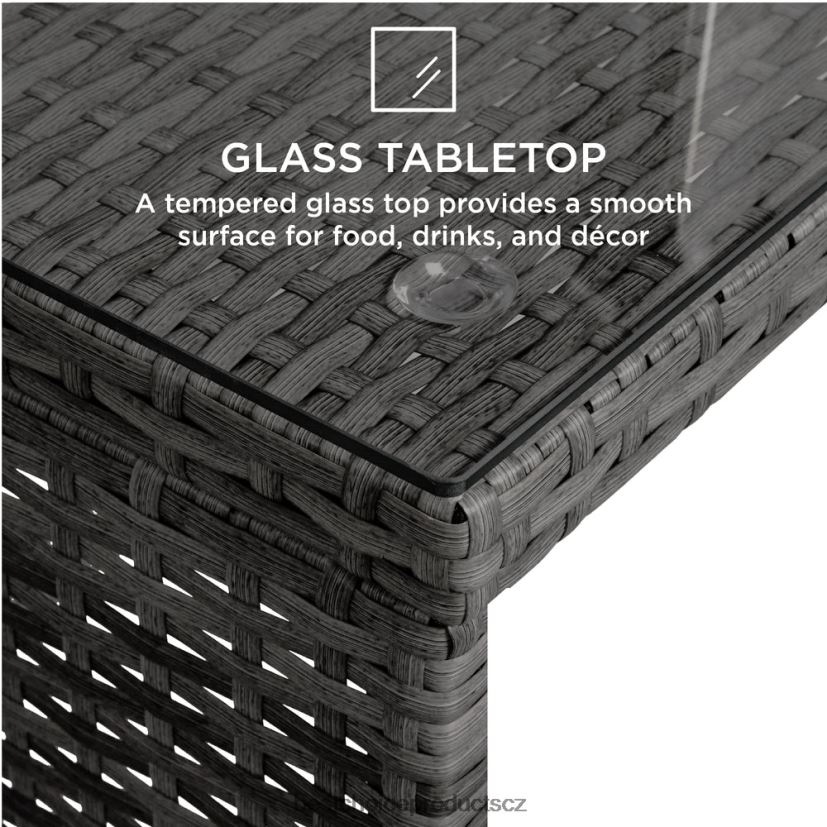 Best Choice Products 4dílná venkovní proutěná sada na terasu se 4 sedadly, skleněná deska stolu venkovní bydlení | šedá/krémová FF22861399