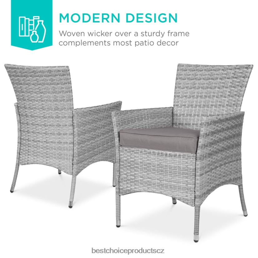 Best Choice Products 5dílná proutěná sada jídelního stolu na terasu se 4 židlemi venkovní bydlení | šedá FF2286408