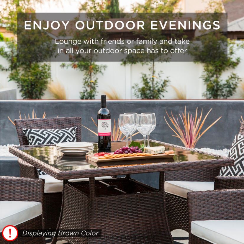 Best Choice Products 5dílná proutěná sada jídelního stolu na terasu se 4 židlemi venkovní bydlení | šedá FF2286408