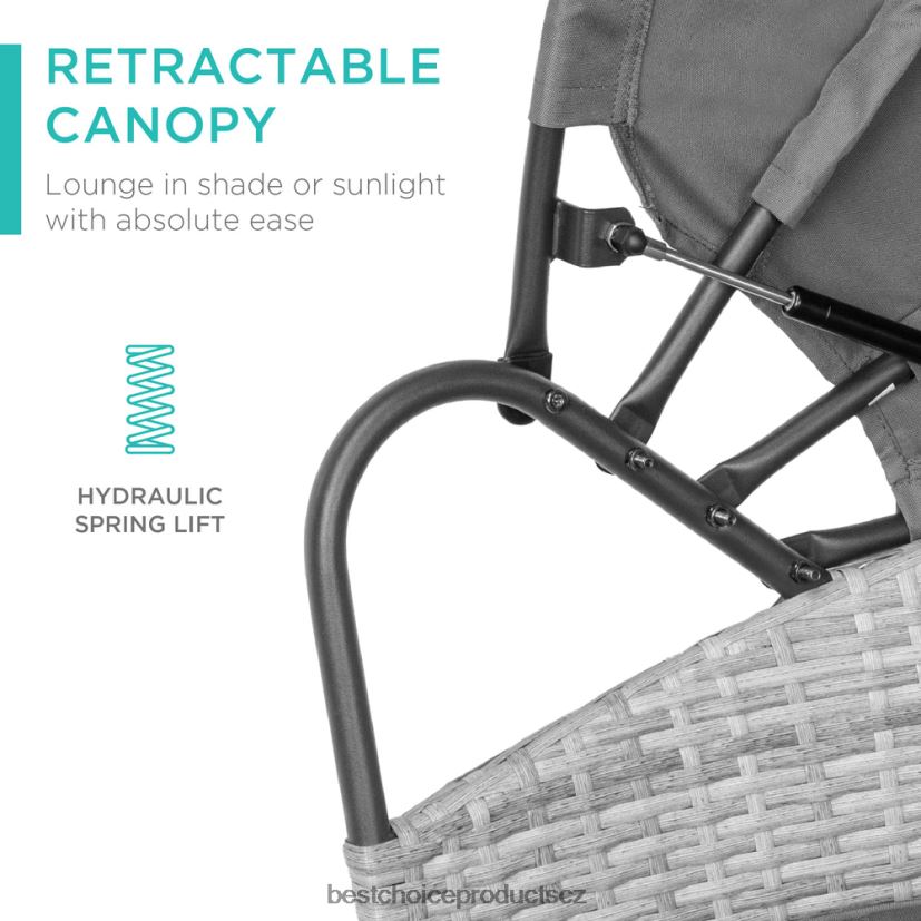 Best Choice Products 5dílná proutěná sekční válenda 2v1 s nastavitelnými sedadly, stříškou, potahem venkovní bydlení | šedá FF22861468