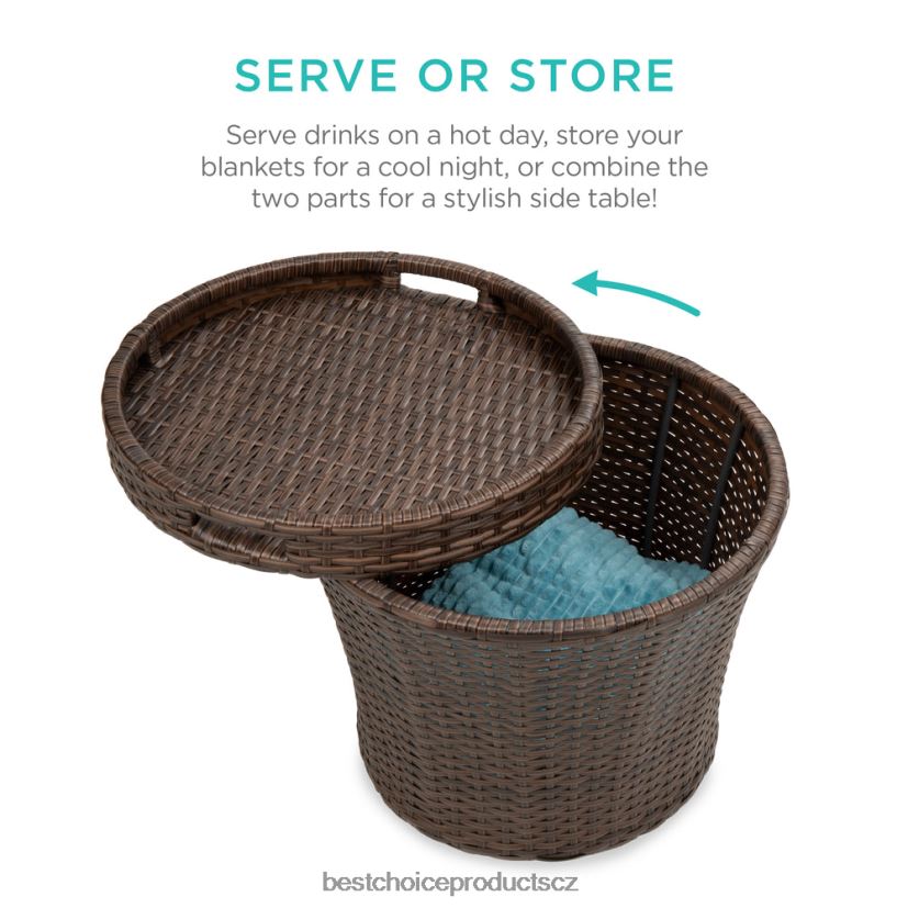 Best Choice Products 5dílná venkovní proutěná bistro sada s bočním odkládacím stolkem, bez montáže venkovní bydlení | Červené FF2286852