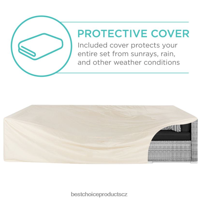 Best Choice Products 7dílná modulární proutěná sekční konverzační sada se 2 polštáři, povlak venkovní bydlení | šedá/černá FF22861306