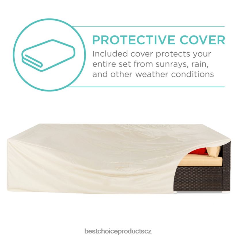 Best Choice Products 7dílná modulární proutěná sekční konverzační sada se 2 polštáři, povlak venkovní bydlení | hnědá/hnědá FF22861307