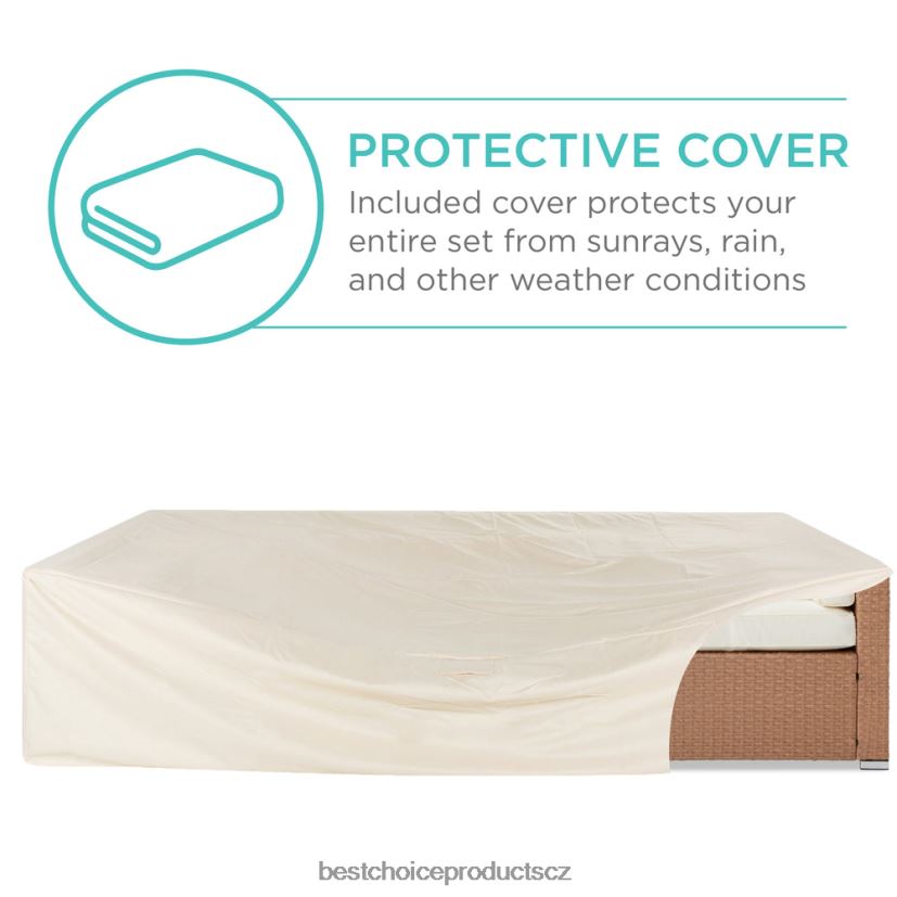 Best Choice Products 7dílná modulární proutěná sekční konverzační sada se 2 polštáři, povlak venkovní bydlení | přírodní/slonovina FF22861310