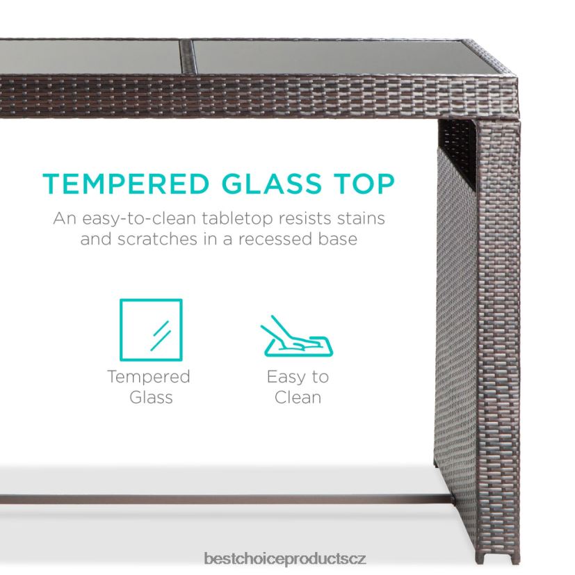 Best Choice Products 7dílný proutěný barový jídelní set na terasu se skleněnou deskou stolu, 6 taburetů venkovní bydlení | Červené FF22861391