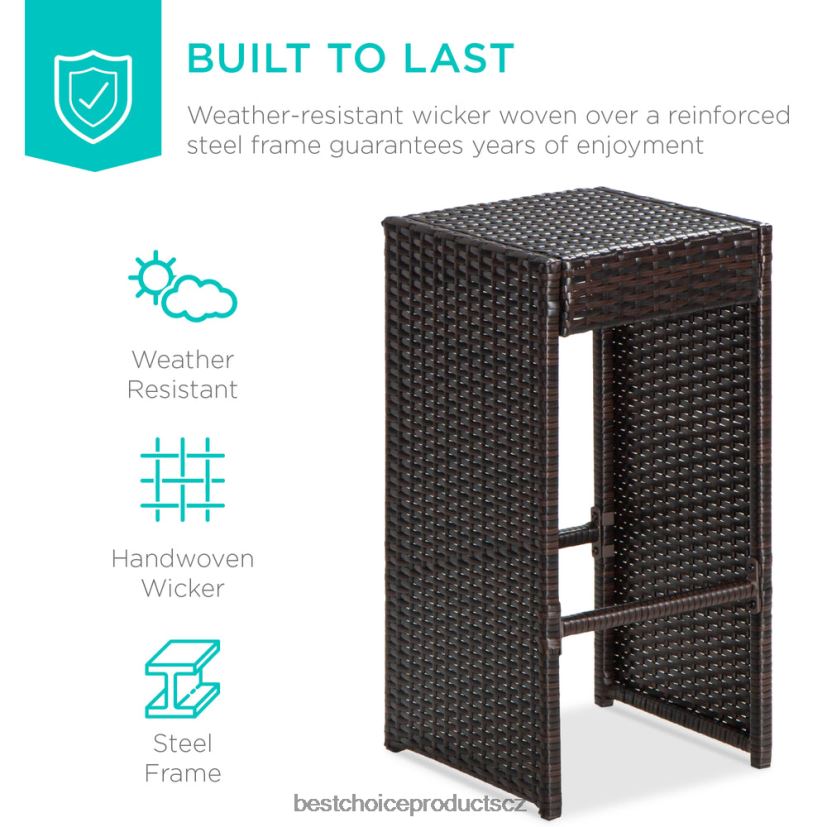 Best Choice Products 7dílný proutěný barový jídelní set na terasu se skleněnou deskou stolu, 6 taburetů venkovní bydlení | Červené FF22861391