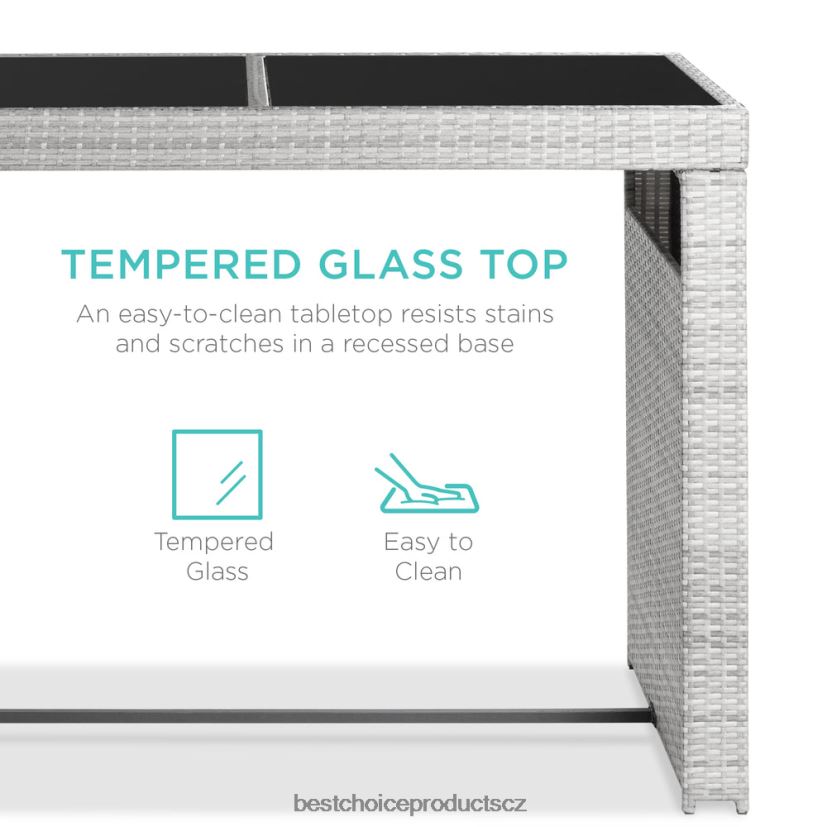 Best Choice Products 7dílný proutěný barový jídelní set na terasu se skleněnou deskou stolu, 6 taburetů venkovní bydlení | námořnictvo FF22861393