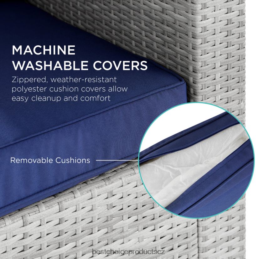 Best Choice Products Rozkládací pohovka na venkovní terasu pro 2 osoby se 2 zvýrazňujícími polštáři venkovní bydlení | šedá/námořnická FF22861433