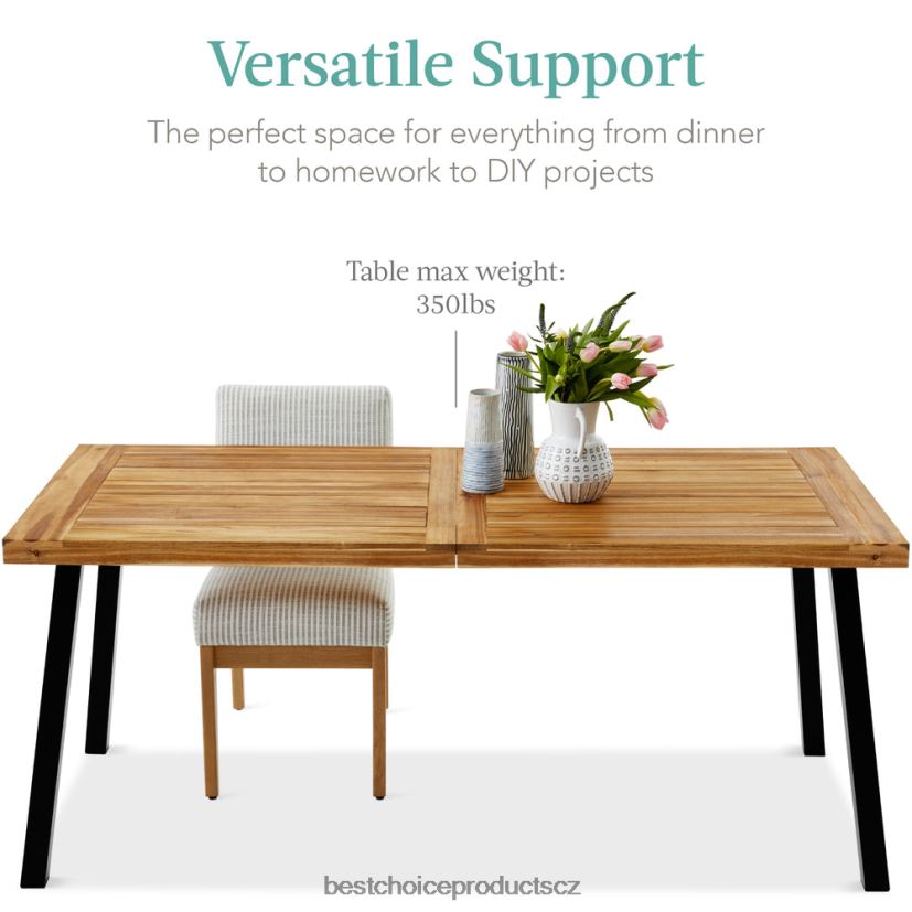 Best Choice Products Venkovní jídelní stůl z akáciového dřeva pro 6 osob venkovní bydlení | přírodní FF2286429