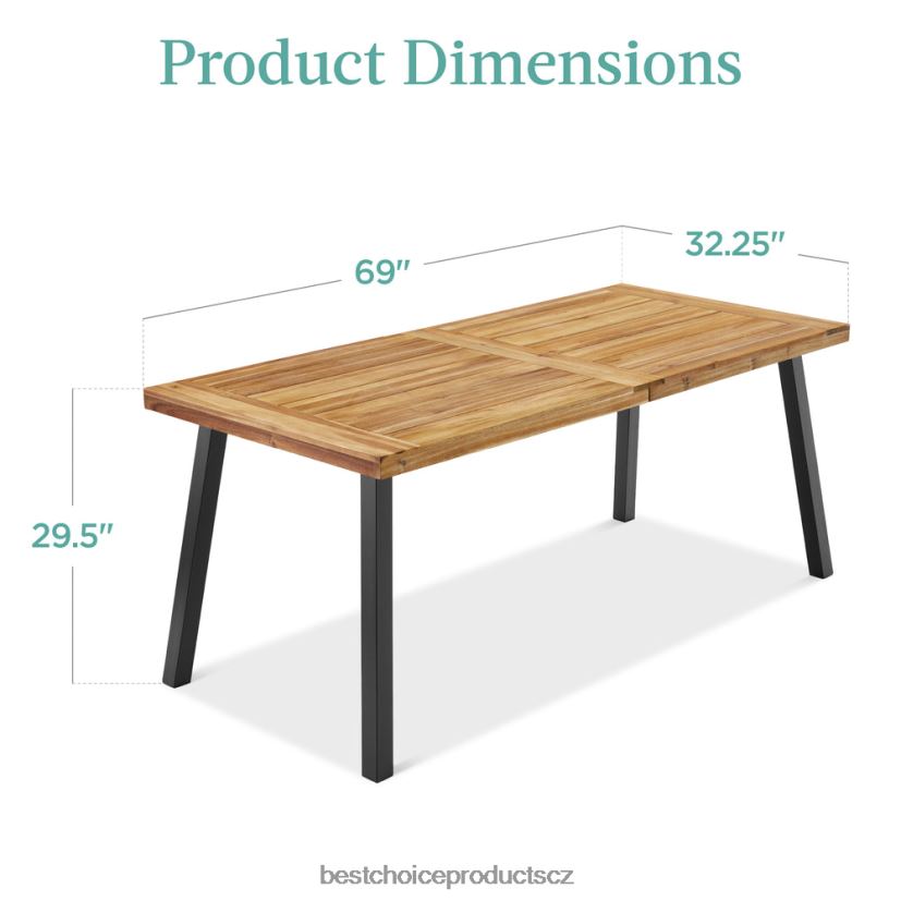 Best Choice Products Venkovní jídelní stůl z akáciového dřeva pro 6 osob venkovní bydlení | přírodní FF2286429