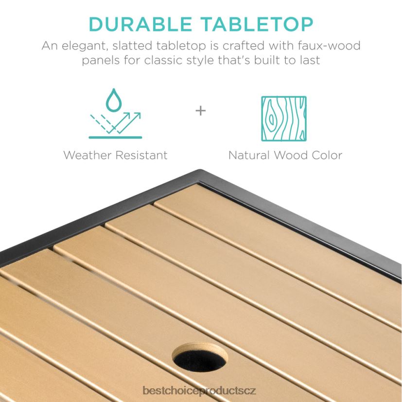 Best Choice Products venkovní proutěný zahradní stolek zvýrazňující nábytek s otvorem na deštník venkovní bydlení | hnědý FF2286930