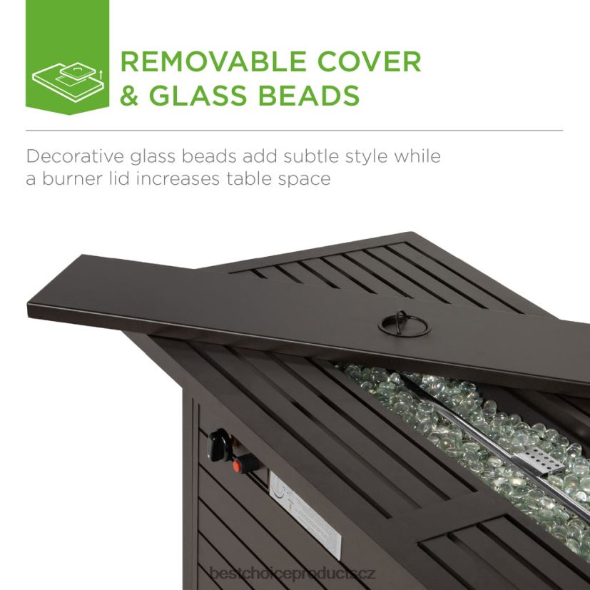 Best Choice Products 50 000 BTU obdélníkový propanový plynový krbový stůl se skladem, kryt venkovní bydlení | tmavě hnědá FF22861459