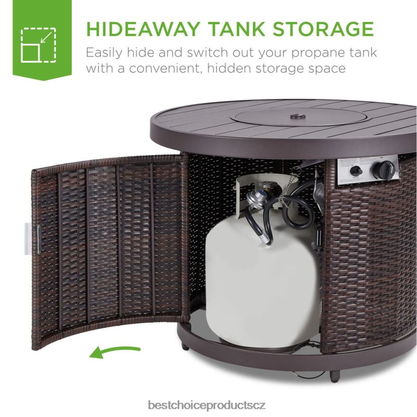 Best Choice Products kulatý stůl na ohniště, venkovní proutěné ohniště 50 000 BTU s krytem venkovní bydlení | hnědý FF22861365