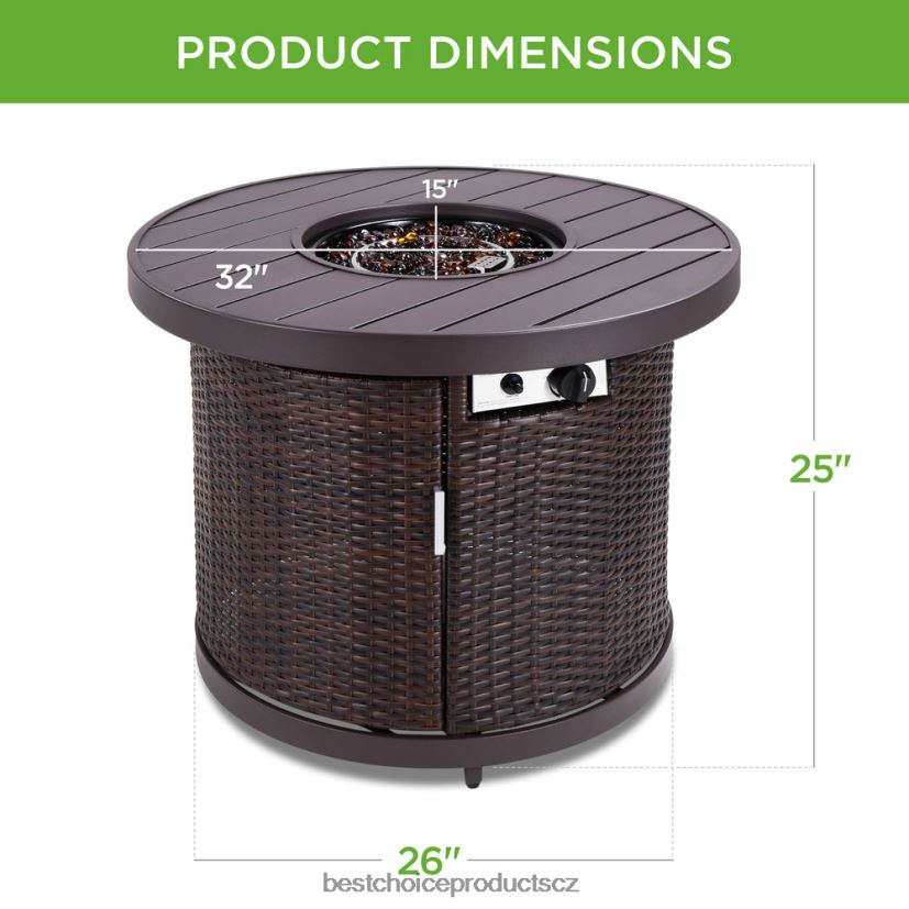 Best Choice Products kulatý stůl na ohniště, venkovní proutěné ohniště 50 000 BTU s krytem venkovní bydlení | hnědý FF22861365