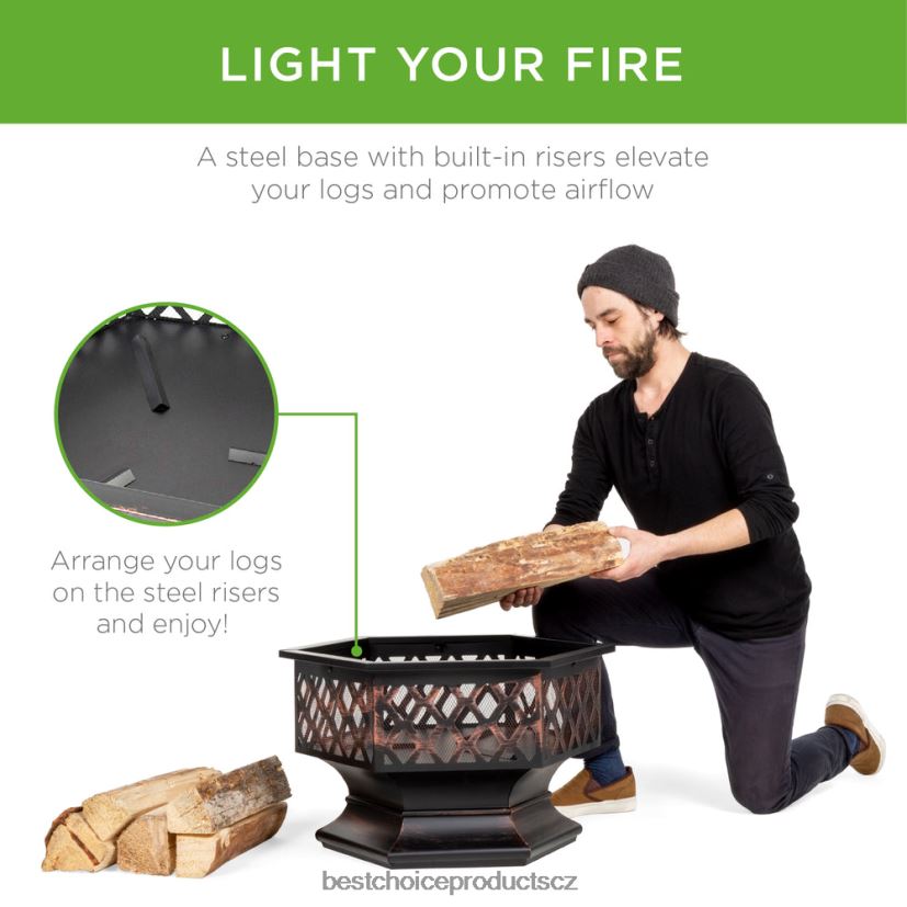 Best Choice Products venkovní ohniště ve tvaru šestihranu s víkem zpomalujícím hoření venkovní bydlení | bronz FF2286426